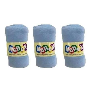Imagem de Kit Com 3 Mantas Infantil Macia Azul - Nenex