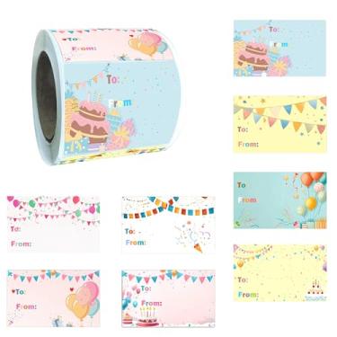 Imagem de Etiquetas de presente de 3 x 5 cm - Adesivos de feliz aniversário - 200 etiquetas adesivas 8 designs para festas, presentes, festivais