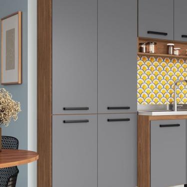 Imagem de Paneleiro 4 Portas 3 Prateleiras Giovanna Freijó/cinza