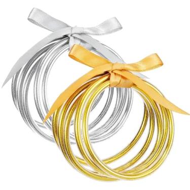 Imagem de Alphatool Pulseiras femininas com glitter - Pulseira preenchida com glitter de silicone macio, pulseiras modernas brilhantes com laço para mulheres, meninas, 2.6in Inner diameter, Silicone, Sem Pedra