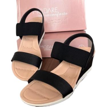 Imagem de Sandalia Feminina Anabela Com Elastico Ortopédica Modare (Preto, BR, Adulto, Numérico, 35)