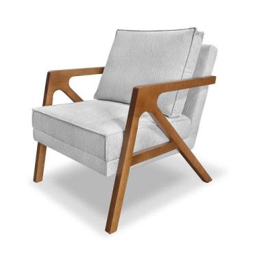 Imagem de Poltrona Decorativa Base de Madeira Monalisa Luxo Boucle Argento - Loj