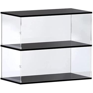 Imagem de Choowin - Vitrine De Acrílico 2 Camadas Para Carros Lego (Mclaren P1, Ferrari Sp3, Bugatti Chiron, Porsche 911, Lamborghini) E Diecast 1/8 Montagem À Prova Poeira Com Porta (Preta)