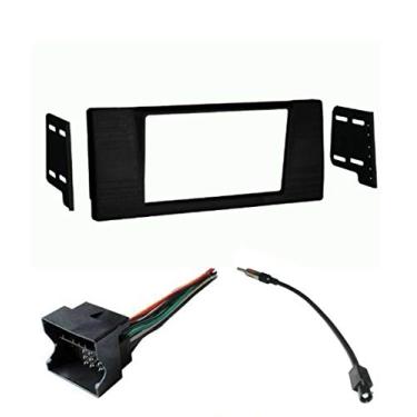 Imagem de Generic Kit de painel estéreo para carro, conjunto de adaptador de antena e chicote de fios para instalar um rádio de reposição de tamanho duplo Din para BMW Série 5 2002 2003 525 530 540 M5 530i E39