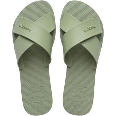 Imagem de Chinelo Rasteira Havaianas Aqua Tiras em X, Smoke green, 39/40