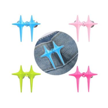 Imagem de Angrimox 4 conjuntos de clipes de cintura ajustáveis para mulheres e homens – sem costura – Botões de aperto de jeans para calças, saia – Pinos coloridos com fivela na cintura