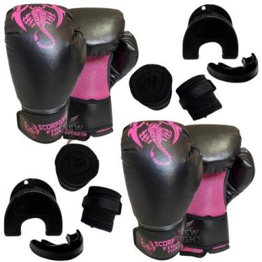 Imagem de Duas Luvas de Muay Thai + Dois Protetores Bucais + Dois pares de Banda