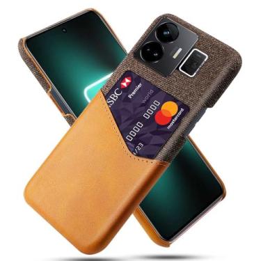 Imagem de Capa para OPPO Realme GT NEO 5,Anti-deslizamento,Proteção contra quedas de 360°,Resistência à impressão digital,Tela e caso de couro PU com 1 slot de cartão atrás-Brown