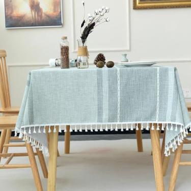 Imagem de KAIJIE Fitable Toalhas de mesa para mesas retangulares, 1 pacote - 100 x 160 cm, toalha de mesa de jacquard com listras longas, cor sólida, almofada de mesa de café, algodão, cinza C