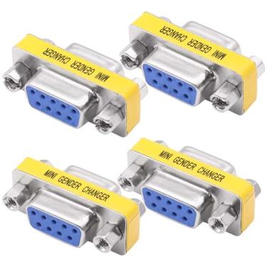 Imagem de YARCHONN DB9 Gender Changer Conector sem solda fêmea para fêmea Mini RS232 D-SUB Acoplador de cabo serial de 9 pinos - 4 peças