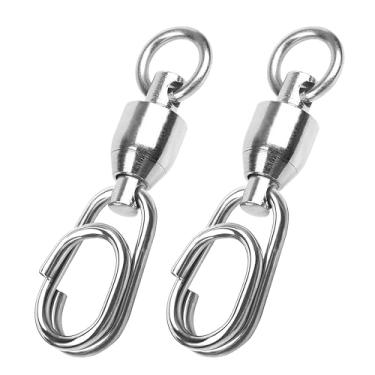 Imagem de 25 peças de rolamento de esferas giratórias de pesca com anéis divididos ovais, clipes de alimentação, conector de pressão de troca rápida, anéis sólidos de aço inoxidável, equipamento de pesca, nº 2