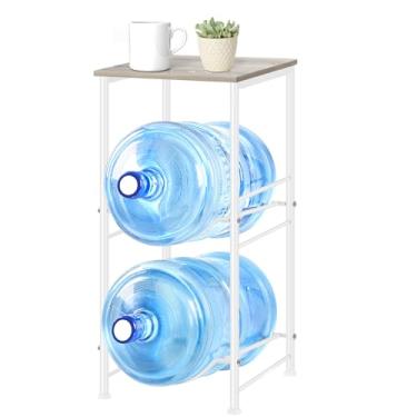 Imagem de MOOACE Suporte para jarro de água de 14 litros, organizador de garrafa de água de 2 camadas com prateleiras de armazenamento, prateleira de suporte de dispensador de água para escritório, cozinha