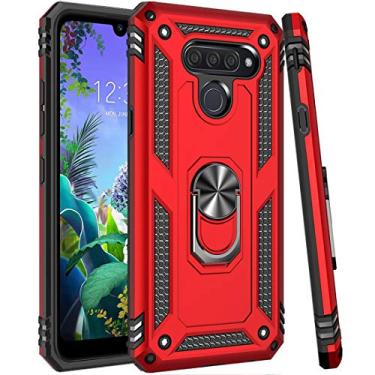 Imagem de Zoeirc Capa protetora compatível com LG K50/LG Q60, [grau militar] Suporte magnético para anel de carro com suporte de suporte de suporte (vermelho)