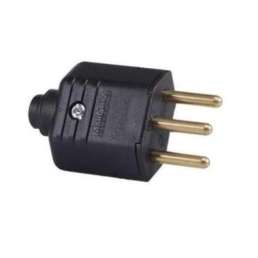 Imagem de Pino extenção macho preto 2p+t ou 2p 10a kit 3 pçs margirius