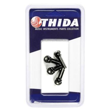 Imagem de Kit 04 Pinos Trava Cordas De Plastico Preto Para Baixolão - Thida