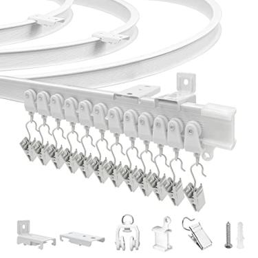 Imagem de Cortina de teto, cortina flexível dobrável, trilho de montagem na parede, sistema de trilho de trilho de 4,6 m para cortinas, trilho de teto para cortinas, cortina curvada para janela saliente, divisor de quarto