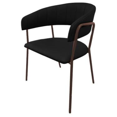 Imagem de Cadeira com Braços Maraú PSG Móveis Couro Legitimo Preto com Base em A