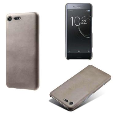 Imagem de Capa para Sony Xperia XZ Premium,Proteção contra quedas,Casca de volta de cor sólida simples,Design de couro de imitação de plástico-Gray