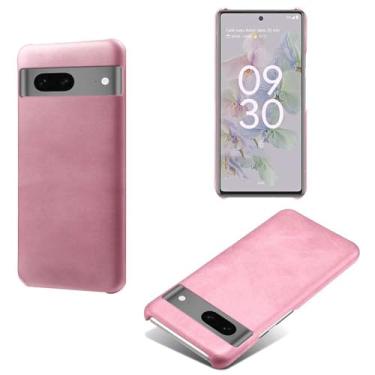 Imagem de Capa para Google Pixel 7A,Proteção contra quedas,Casca de volta de cor sólida simples,Design de couro de imitação de plástico-Pink