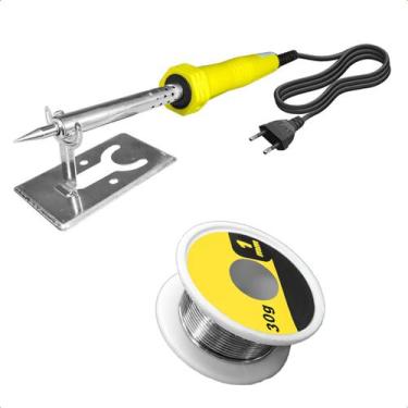 Imagem de Kit Ferro de Solda Com Suporte 40w 220v + Estanho Soldagem Profissiona
