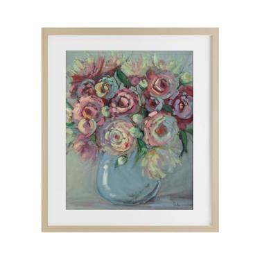 Imagem de Stupell Industries Peony Blue Vase Bouquet Birch Impressão Emoldurada sob Vidro Design por Vanessa Piche, 40 x 33