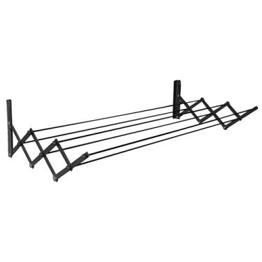 Imagem de Varal de Parede Sanfonado em Aço, Cor Preta, Maxeb.