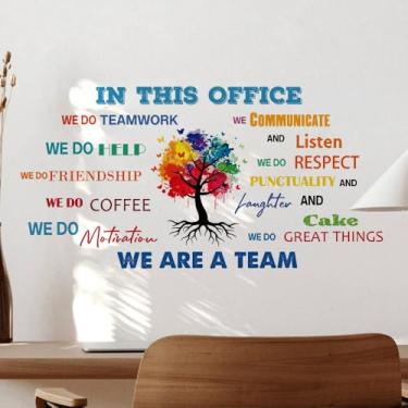 Imagem de Decalques de parede inspiradores de escritório decoração de parede motivacional frases positivas adesivos de escritório adesivo de trabalho em equipe arte da empresa somos um presente de equipe
