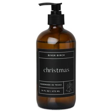 Imagem de River Birch Sabonete de mão natural perfumado de Natal – Sabonete artesanal – Lavagem hidratante para as mãos com dispensador de âmbar – Sabonete hidratante perfumado de luxo – vegano e não tóxico