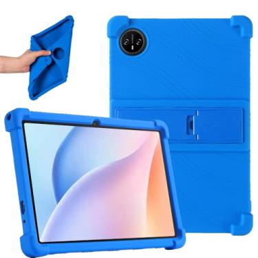 Imagem de Hoibon Capa para tablet DOOGEE Tab A9, para DOOGEE Tab A9 Pro 10,1 polegadas, capa infantil de silicone macio à prova de choque com suporte (azul)