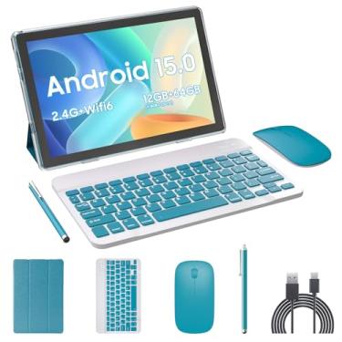 Imagem de RUIQIAI Tablet Android 15, 2 em 1, tablets de 10 polegadas com teclado e mouse Stylus, 8 GB + 64 GB + 1 TB de expansão, computador com tela sensível ao toque de 1280 * 800 IPS, 5G WiFi 6, L1, tablet