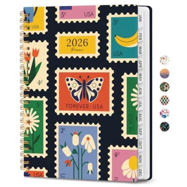 Imagem de Agenda 2026, agenda de planejamento semanal e mensal para mulheres, janeiro de 2026 a dezembro de 2026, livro de agenda de planejamento de capa dura com abas, encadernação em espiral, bolso interno