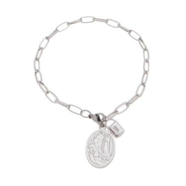 Imagem de Pulseira Cadeia Consagração Nossa Senhora de Fátima Corrente Inox - FO