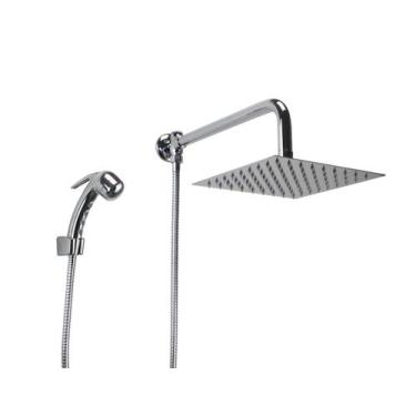 Imagem de Ducha Inox 304 20x20 cm com Ducha manual em ABS com Trava - AMG Metais