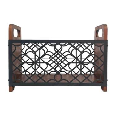 Imagem de DimyFew Porta-revistas de madeira, porta-revistas, cesta rústica para armazenamento de arquivos, organizador de pastas para cartas, folhetos, jornais e, Geometria