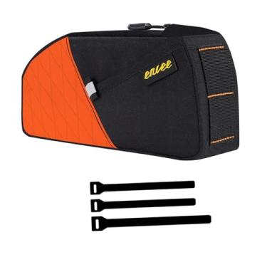 Imagem de oshhni Bolsa de armazenamento para quadro de bicicleta, mochila de ciclismo, recipiente para câmara de ar, bolsa com alça para celular, mini bomba de ar, Laranja