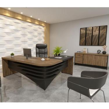 Imagem de Conjunto Para Escritório Executivo - Mesa Tamburato Diretor LE e Balcã