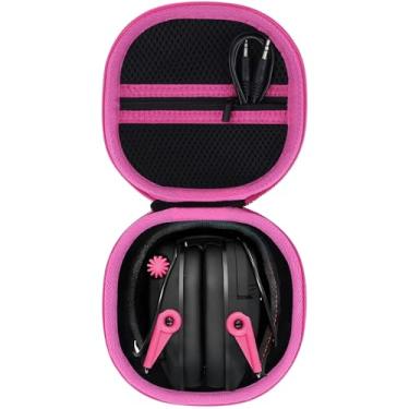 Imagem de Lebakort Estojo de armazenamento compatível com Walkers Razor Slim/PROHEAR 066 030 protetor de ouvido eletrônico para tiro (capa preta + rosa)