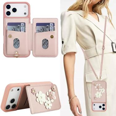 Imagem de MRRSIWEI Capa transversal para APP 107 Pro com suporte para cartão, capa de couro PU com fecho magnético com alça de pulso removível capa de suporte para IPE 107 Pro.S ouro rosa