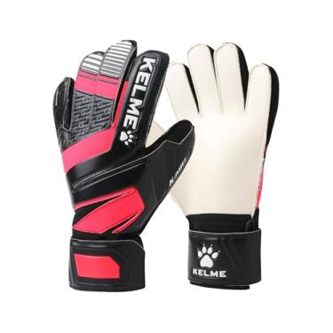 Imagem de KELME Luvas de goleiro para crianças e adultos, palmas de látex resistentes à abrasão com tecnologia de aderência aprimorada, luvas de goleiro com alças duplas ajustáveis, tamanho 9