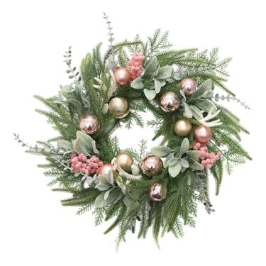 Imagem de Fancyes Guirlanda de Natal para porta da frente com bolas, enfeite de parede para decoração de Natal para porta de shopping, lareira, casa