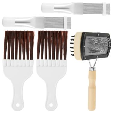 Imagem de 5 peças de escova de limpeza de pente de barbatana de ar condicionado, ferramenta de reparo de limpador de barbatana CA de aço inoxidável, pente condensador CA conveniente eficiente e fácil de operar