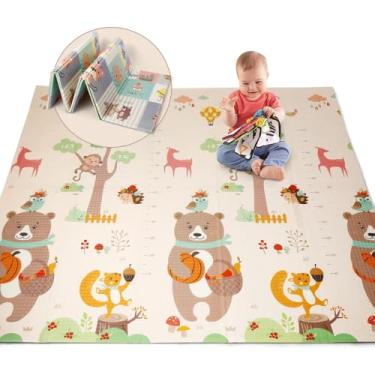 Imagem de Tapete Infantil Emborrachado Térmico Dobrável 1,80 x 1,20m Macio 8mm Espessura Antiderrapante Dupla Face | Tapete de Atividades para Bebês e Crianças