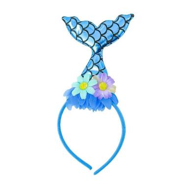 Imagem de Tiara Arco Fantasia Arquinho Carnaval Halloween Festa Modelo Sereia Azul