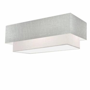 Imagem de Plafon Duplo Retangular Vivare Md-3044 Cúpula Em Tecido 70x30cm X 60x25cm - Bivolt Rustico-cinza-branco 127/220v