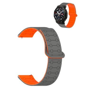 Imagem de YAJOJO Pulseira magnética para relógio inteligente Amazfit T-Rex 3 Pro de 48 mm/Balance 2 de 47 mm, pulseira de silicone respirável à prova d'água, pulseira de relógio esportivo de silicone macio para
