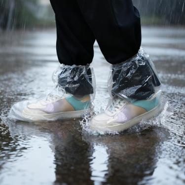 Imagem de 10 pares de capas de sapatos impermeáveis para chuva, capa de chuva antiderrapante para uso interno e externo para sapatos, capas de plástico descartáveis, galochas de plástico para homens e mulheres