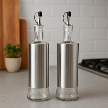 Imagem de Conjunto Galheteiros Azeite e Vingare Vidro e Inox 500ml Vista Home