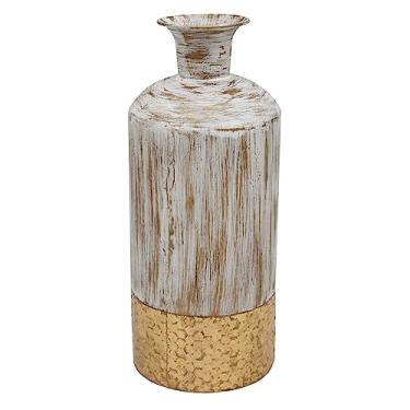 Imagem de VASO DE METAL RUSTICO BRANCO E BEGE
