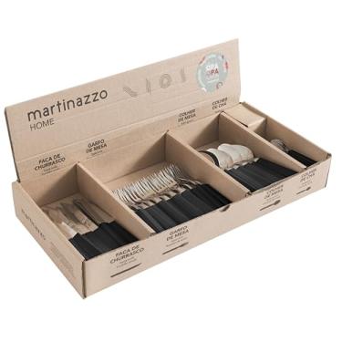 Imagem de Martinazzo Conjunto de Talheres Faqueiro Linha Opa Cor Preto Com 180 60 Facas 60 Garfos 40 Colheres de Mesa e 20 Colheres de Chá Peças Ideal Para Restaurantes Em Aço Inox
