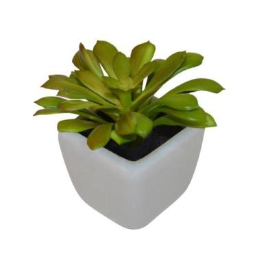 Imagem de Mini Suculenta Artificial Realista em Vaso de Louça 10cm - Bela Flor 